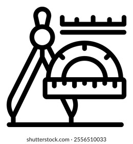 Essential drafting tools, compass and protractor, ensure accurate measurements for technical drawings and geometric constructions