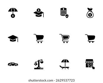 Essential E commerce, Finance, and Education Pictogram Pack for Digital Use
