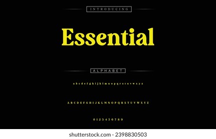 Essential Elegant Font Uppercase Lowercase and Number. Classic Lettering Minimal Fashion Designs. Typography modern serif fonts regular decorative vintage concept. vector illustration