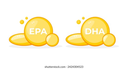Essenzielle Fettsäuren EPA und DHA in hellgelben Kapseln