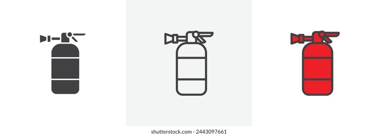 Essential Fire Extinguisher Safety Icons. Symbols for Fire Emergency Response and Protection.