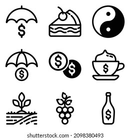 Essential Flat Icon Set Isolated On White Background