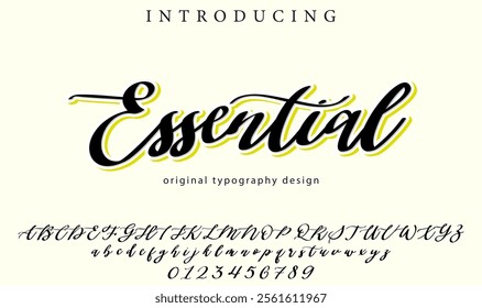 Essential Font Stylish brush painted an uppercase vector letters, alphabet, typeface