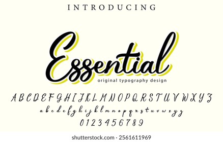 Essential Font Stylish brush painted an uppercase vector letters, alphabet, typeface