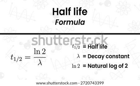 The essential formula for calculating radioactive half life demonstrating the decay constant and natural logarithm
