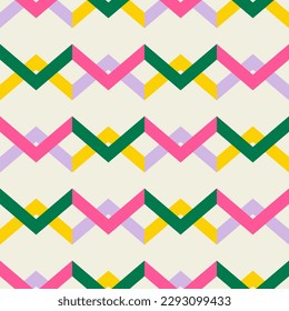 Essential geometric printable seamless pattern with abstract Minimal elegant line form stroke shapes in vibrant colors. Modern simple background in minimalist mid century style vector wall art