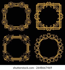 Essential Gold Floral Frames Premium Decorative Swirl Set Packs Design