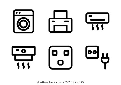 Paquete esencial del icono del hogar, iconos caseros y domésticos prácticos para las tareas, los electrodomésticos, y la vida diaria
