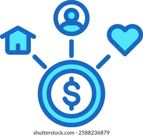 Essential Icon Blue Color Vector Illustration