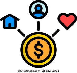 Essential Icon Lineal Color Vector Illustration