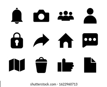 Essential icon set with glyph style. Suitable for any purpose.