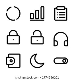 essential icon set with outline style for poster, template, and social media