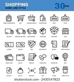 Essential icons for building a shopping mall homepage
