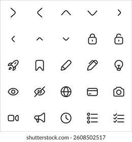 Essential Icons with line style, perfect for user interface projects