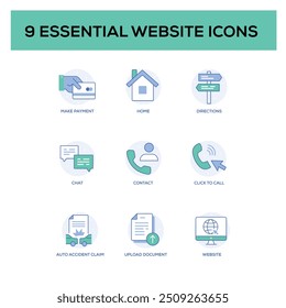  Essential  Icons,  Navigation, Common Website Button Icons, UI Elements, Core Website Interaction, Standard Website Feature Icons