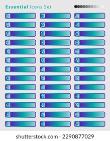 Iconos esenciales en un estilo claro. El conjunto consta de iconos esenciales y de uso común que todo diseñador de UI necesita.