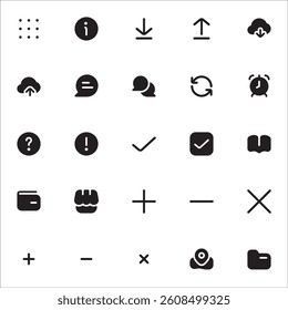 Essential Icons with solid style, perfect for user interface projects