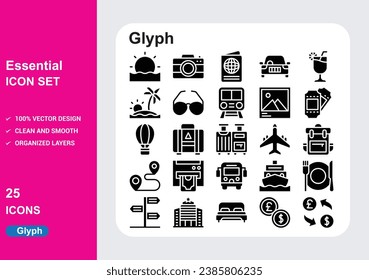 Essential Icons with White Background Free Vector