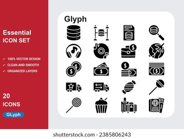 Iconos esenciales con vectores libres de fondo blanco