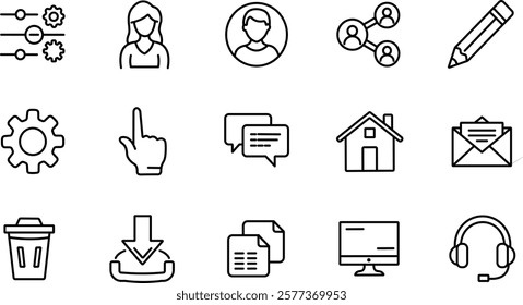 Essential Interface and User Interaction Vector liner Icons