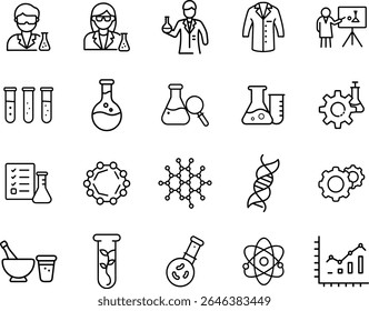 Essential Laboratory and Scientific Research Icon Set.