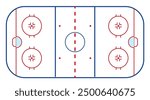 The essential markings and areas of a standard ice hockey rink, highlighting goal zones and play areas.