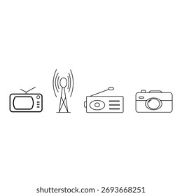 Ilustração de vetor de conjunto de ícones de mídia essencial