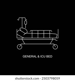 Essential Medical Equipment: General and ICU Bed icon with editable stroke.