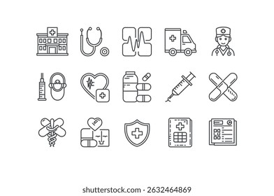 Essential Medical Icons Set for Healthcare Design