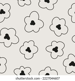 Essential monochrome floral seamless vector pattern. Neutral geometry multi-use repeating pattern tile for packaging and backgrounds. 