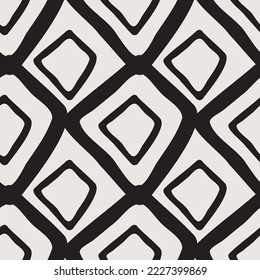 Essential monochrome geometric seamless vector pattern. Neutral geometry multi-use repeating pattern tile for packaging and backgrounds. 