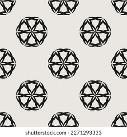 Essential monochrome geometric seamless vector pattern. Wheel pattern. Neutral geometry multi-use repeating pattern tile for packaging and backgrounds.