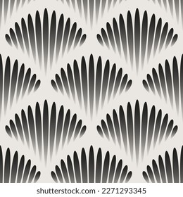 Essential monochrome geometric seamless vector pattern. Art nouveau palmette scallop pattern. Neutral geometry multi-use repeating pattern tile for packaging and backgrounds.