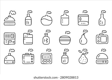 Essential Oil and Aroma Diffuser Minimal Line Icons for Relaxation Concepts