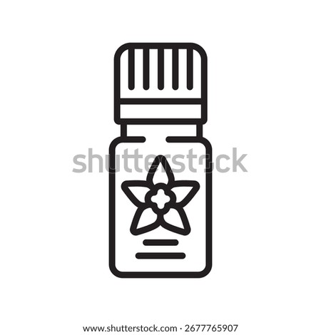 essential oil bottle black line icon. Vector isolated element.Editable stroke