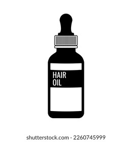 Essential oil bottle black white icon, vector illustration in trendy design style. Scalp and Hair Strengthening Oil With Biotin and Essential Oils. Editable graphic resources for many purposes.