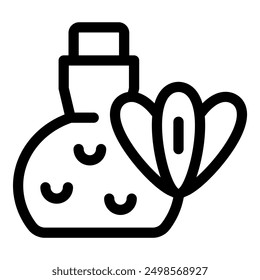 Essential oil bottle with flower growing out of it symbolizing the concept of aromatherapy