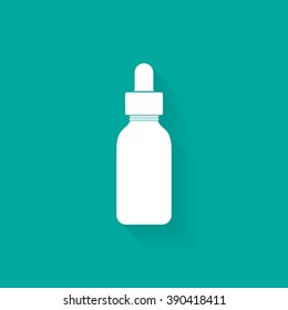 Essential oil bottle icon on blue background. Vector illustration eps 10.