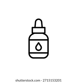 El icono de la botella de aceite esencial es un dibujo de línea simple para Productos de belleza y aromaterapia para la salud
