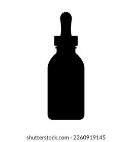 Essential oil bottle silhouette, vector illustration in trendy design style. Scalp and Hair Strengthening Oil With Biotin and Essential Oils. Editable graphic resources for many purposes.