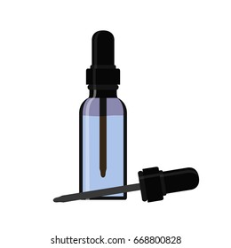Essential oil bottle, spray. Soap pump. Cosmetic vial, flask, flacon. Container for perfume. Medical bank. Cosmetic dropper-bottle. Label, sticker