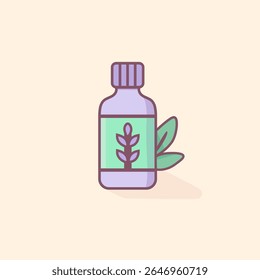 Ícone vetor essencial garrafa de óleo para aromaterapia, relaxamento, bem-estar mental, terapia alternativa e equilíbrio emocional