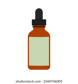 Essential oil bottle vector illustration in trendy simple color flat cartoon style. Scalp and Hair Strengthening Oil With Biotin and Essential Oils. Editable graphic resources for many purposes.