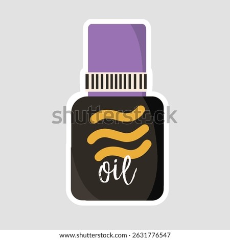 Essential Oil Bottle Vector Sticker. Vector illustration of an "oil" bottle with waves, perfect for essential oils, beauty, and wellness designs