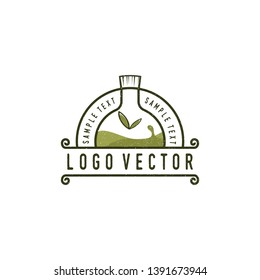 Essential Oil Bottle Vintage Logo Vector