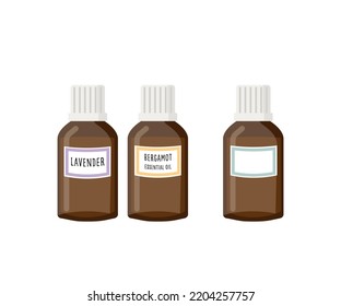 Essential oil bottles, vector illustration 