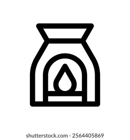 Essential oil burner. Editable stroke vector icon.