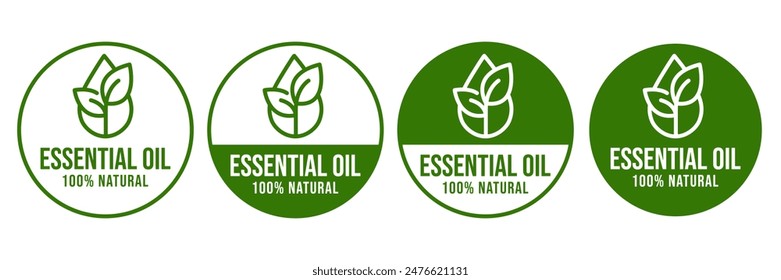 Essential oil drop icon for beauty and skincare natural product certificate label. Essential oils sticker logo for body lotion, cream and shampoo moisturizer, spa wellness fragrance.