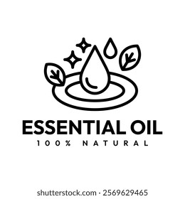 Essential oil drop icon set for beauty, skincare, natural, certificate, cream, shampoo, moisturizer, spa wellness fragrance, label, logo, badge, symbol, green, line, flat vector, isolated illustration