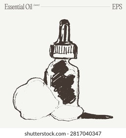 Essential Oil Dropper Bottle Hand Drawn Sketch